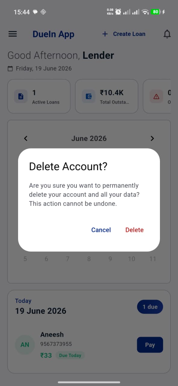Confirm Account Deletion Modal
